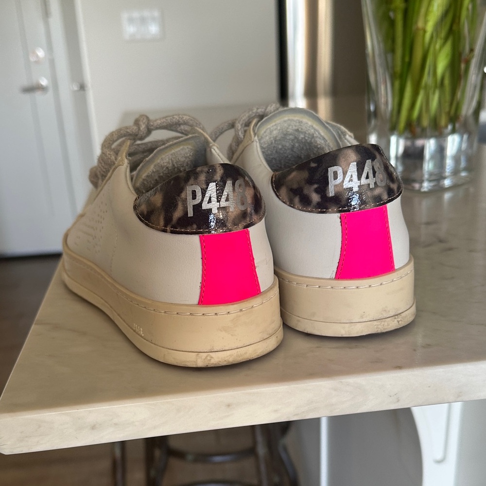 P448 Sneakers with Neon Pink and Leopard Details